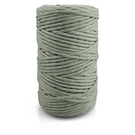 Netuno Sage Green 5mm 100m Macrame Cord, 100% Cotton, Biodegradable, Perfect for Wall Decorations, Jewelry & Craft Projects