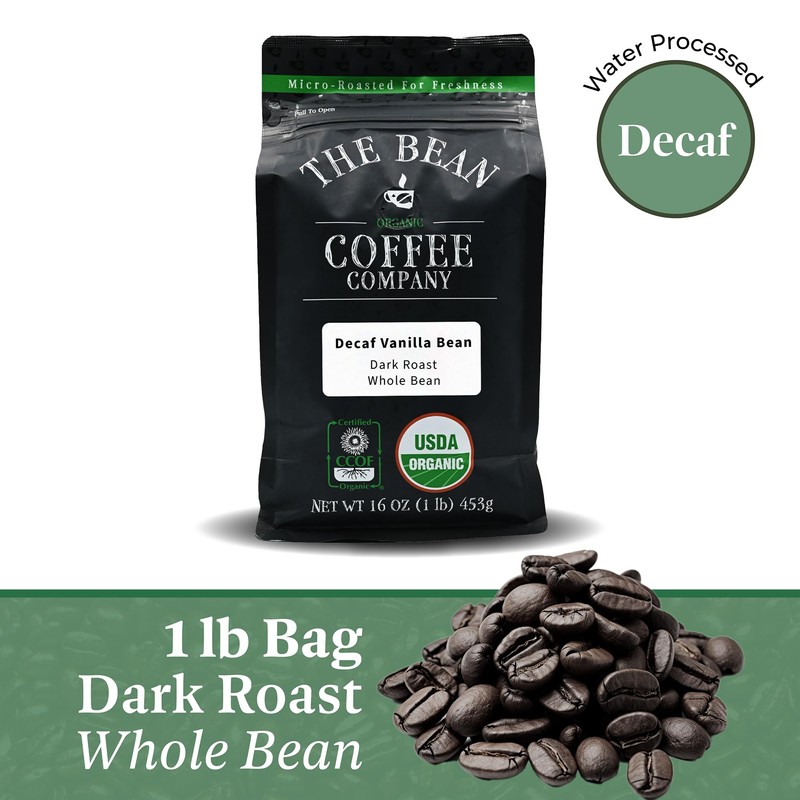 The Bean Organic Coffee Company Water Processed DECAF Vanilla Bean,