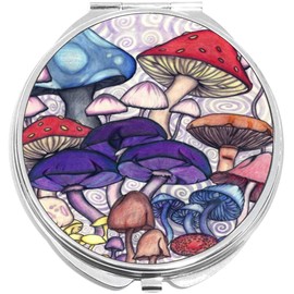 NewCharms Colorful Mushrooms Compact with Mirrors - Perfect Pocket and Purse Size Folding Mirror for Applying Make Up Anywhere