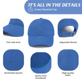 American Trends - Gorra de béisbol con cara sonriente para mujeres y hombres, gorra de béisbol ajustable para cola de caballo, camionero, papá, gorra de golf y tenis, Azul Real, Talla única