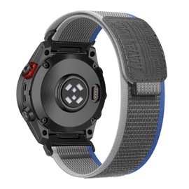 RanBluu QuickFit 26 mm Strap for Garmin Tactix 8 51 mm/fēnix 8 51 mm/Enduro 3/Fenix 7X/6X, Nylon Velcro Replacement Strap, Sport Loop Bracelets Compatible with Garmin Descent Mk3i, Blue & Grey