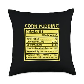 Nutritional Facts Labels Thanksgiving Gifts Store Thanksgiving Christmas Funny Corn Pudding Nutrition Facts Throw Pillow, 18x18, Multicolor
