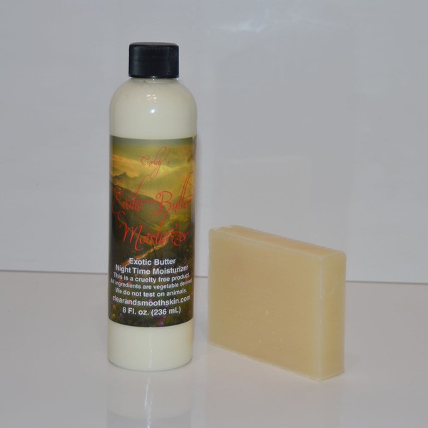 Night time Exotic Butter Moisturizer 8oz: Absorbs Easily W/ 1 Bar of soap