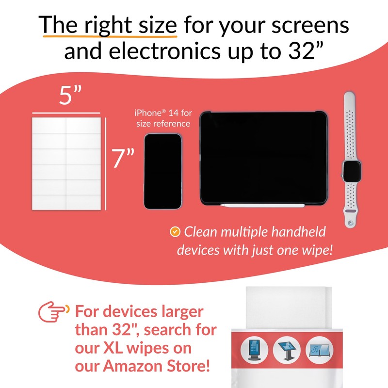 iCloth 70% Isopropyl Alcohol Large Screen and Electronics Wipes, Lint-Free,