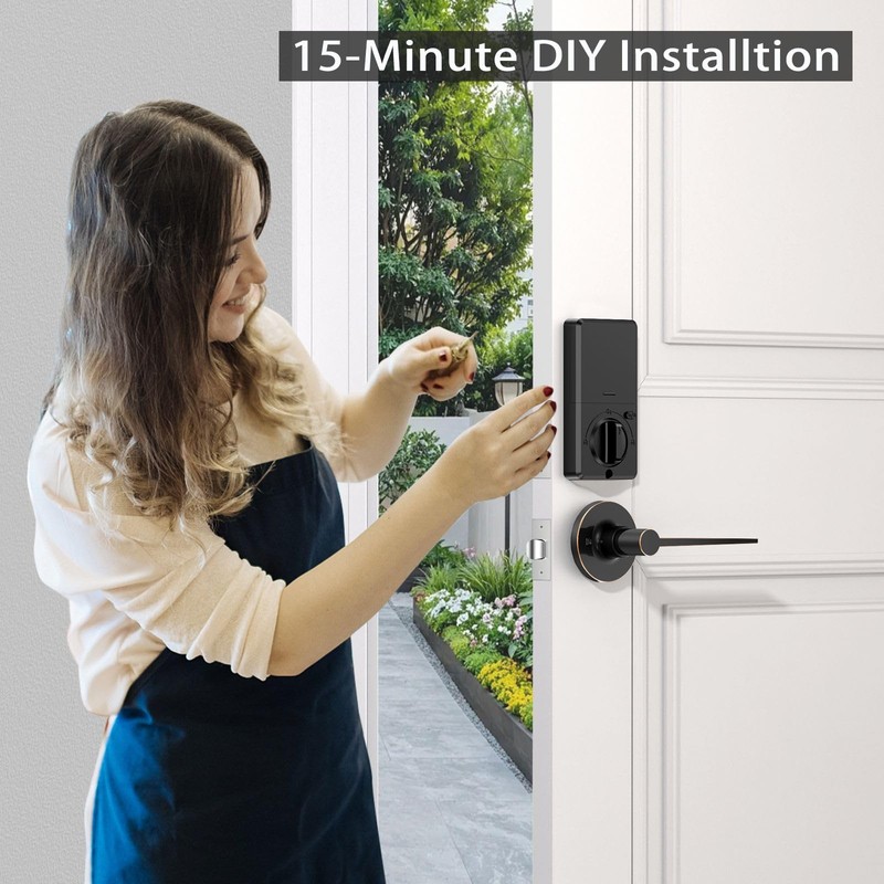 keyless Entry Door Lock deadbolt with Handle Set- Front Door