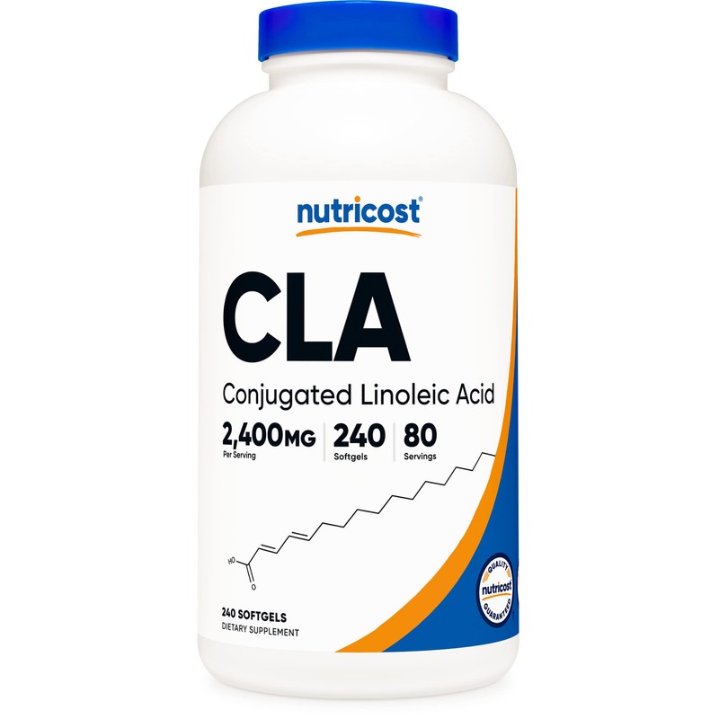 Nutricost CLA (Conjugated Linoleic Acid) 2,400mg, 240 Softgels - Gluten