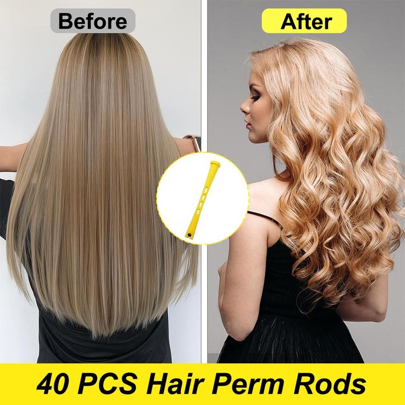 PYEUIFT 40 Pieces Small Perm Rollers, Perm Set, Hair Rollers,