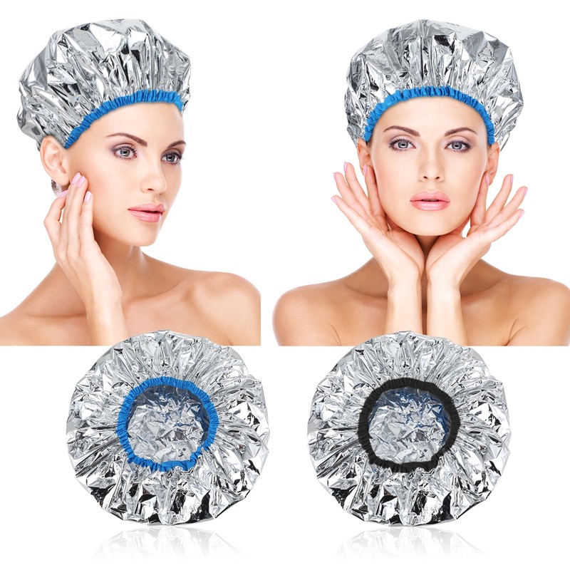 2 Pcs Aluminum Foil Deep Conditioning Hair Cap Reusable Heat