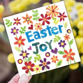 Religious Easter Cards - Easter Joy, pack of 5 cards with white envelopes, with Bible verse inside these Christian Easter cards, by Just Cards Direct