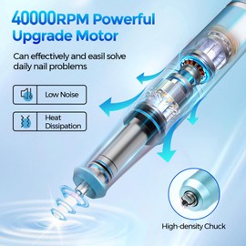 Nail Drill Electric File: DEDNMSCA Sparkly Professional Nail Drill Kit, 40000RPM E-File Machine with 12 Drill Bits for Acrylic Nails Remove Nail Gel Polish Manicure for Salon Home, Blue Diamond