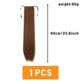 Traziewell Hair Extensions Clip in Ponytail Long Hairpieces for Women Natural Long Straight 28 Inch Wrap Around Synthetic Hair Extensions Ponytail Hairpiece for Women 2206-60