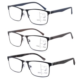 Progressive Multifocus Reading Glasses Anti Blue Light,Stylish Readers For Men 3.0x