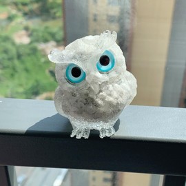ACEDSGN White Turquoise 2.4'' Crystal Owl Figurine Ornaments Decorative Resin Owl Statue Pocket Sculpture for Home Office Desk Shelf Micro Landscape Reiki Energy Good Luck Gifts for Women Men