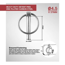 DOJA Industrial | Quick Release Pins | 10 Units 4,5mm Diameter x 37mm Long | Zinc Plated Galvanised Steel | Pull Ring Lynch Pin | Safety Locking Cotter Pins for Boat, Bike, Trailer, Tractor, Yacht