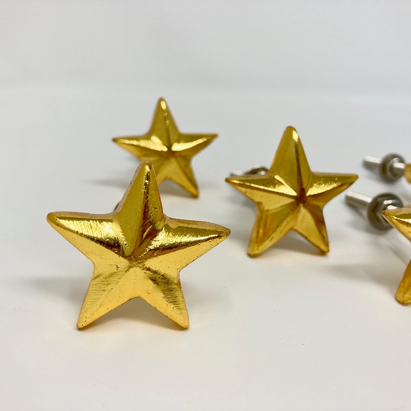 Star Metal Knob, Knob Home Decor Drawer Pull (Gold)