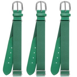 Hicarer 3 Pcs Youths Adult Baseball Softball Belt Girls Adjustable Elastic Uniform Belt PU Leather for Boys (Dark Green)