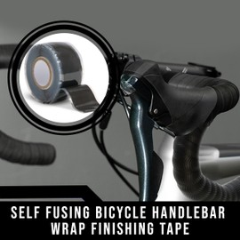 Domain Cycling - Bike Handlebar Tape - Self-Fusing Silicone Waterproofing Tape - 10 Ft Roll of Self-Bonding Handlebar Tape for Road Bike Repair Griptape Black - Handlebar Finishing Tape for Road Bike