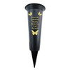 Memorial Graveside Spiked Flower Vase with Gold Lettering Butterfly Decoration Durable Plastic, Weatherproof, and Frostproof, Ideal for Fresh or Dried / Artificial Flowers (Friend)