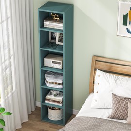 Tribesigns 70.9 Inch Tall Narrow Bookcase, Modern Slim Corner Bookcase with Storage, 6 Tier Cube Display Shelves for Home Office