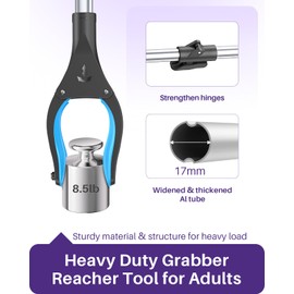 KEKOY Pro 40-inch Reacher Grabber Pickup Tool 2 Pack, Foldable Grabbers for Seniors Heavy Duty Pick Up Trash Stick with Anti-Slip 360° Rotating Jaw, 4" Wide Extended Weed Gripper Claw with Magnet