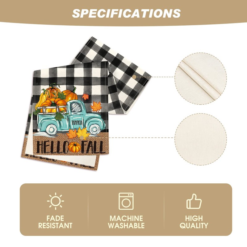 Artoid Mode Buffalo Plaid Truck Pumpkin Maple Leaf Hello Fall