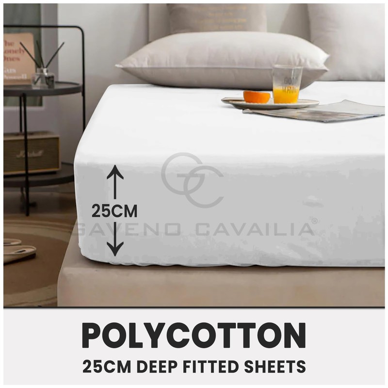 Comfy King Fitted Sheet, Wrinkle Free Plain Bedding Percale Fitted