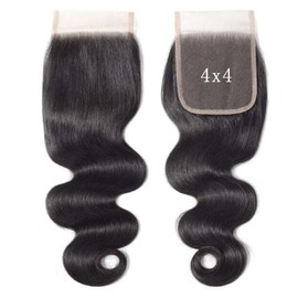 Hxxcoup Body Wave Hair Closure Black Closure Long Baby Hair No Smell Grade 8A 100% Brazilian Remy Hair Bleached Knots for Woman 24 Inch