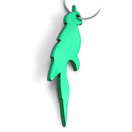 Komonee Parrot Green Bottle Opener Key Chain Metal Wildlife Bird Key Ring Novelty Animal Keychain Keyrings (Pack of 10)