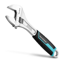 DURATECH 10-Inch Adjustable Wrench, Cr-V Steel Wrench, Wide Jaw Wrench, Metric & SAE Scales, for Home, Garage, Workshop and DIY