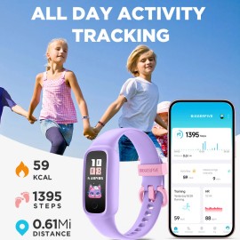 BIGGERFIVE Vigor 2 L Kids Fitness Tracker Watch for Boys Girls Activity Tracker - Lilac
