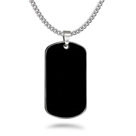K & Co. Dragon Stainless Steel Dog Tag Necklace, Personalize Stainless Steel Dog Tag Necklace, Black Dog Tag Necklace with Dragon Design SSN670 (No Back Engraving)
