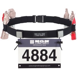 Engine Design Group NGN Race Number Belt for Triathlon, Marathon, Running, Cycling (10 Gel Loops) (Black)