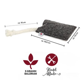 CanadianCat Company Sustainable Cat Toy Cuddly Cushion with Rope with 5 g Valerian Premium Filling Fair Handmade for Your Cat Cuddly Cushion for Cats