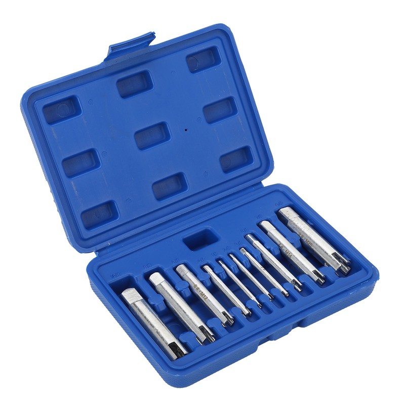 10Pcs Screw Tap Extractor Set Quenched Alloy Steel Broken Screw