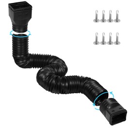 plusgutter 11.5ft Long Gutter Downspout Extensions Flexible, Drain Downspout Extender, Down Spout Drain Extender, Gutter Connector Rainwater Drainage, Extendable from 2.6ft to 11.5ft(Black)