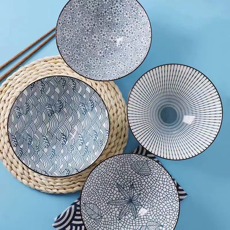 QINLANG 38 oz Japanese Ramen Bowls, Ceramic Set of 4