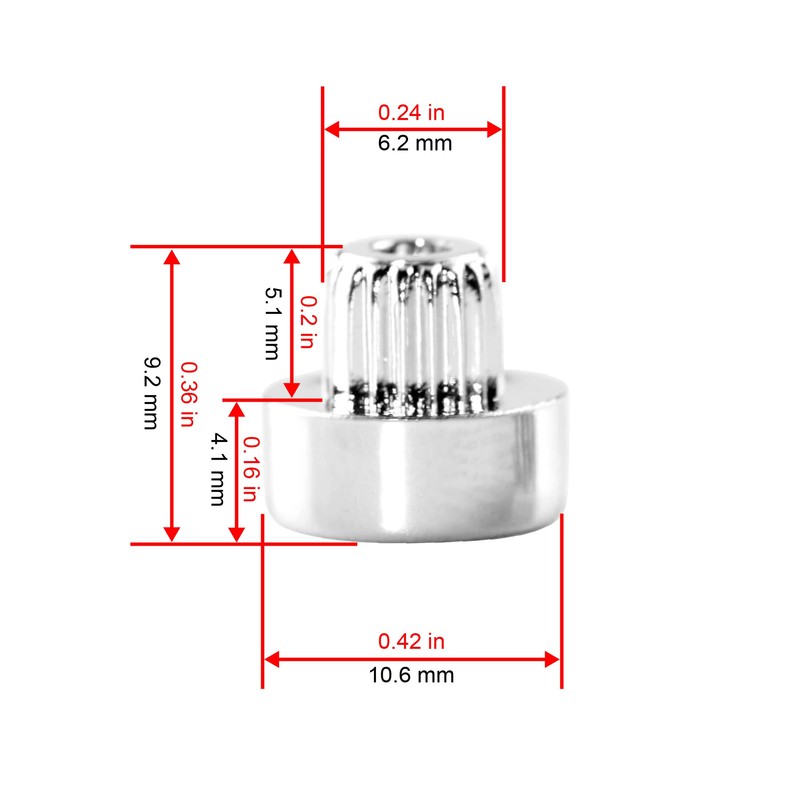 6.2mm/0.24in Wheel Rim Lip Rivets Nuts 100pcs Replacement Chrome Silver