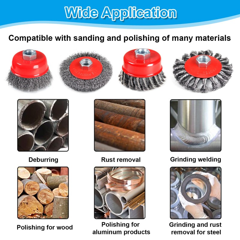 YUEARN 4 1/2" Angle Grinder Wire Wheel Set - 4