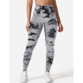 YEOREO Workout Leggings for Women Dazzle Scrunch Butt Lifting Leggings Seamless Screen Print Gym Yoga Pants Black Cloud XS