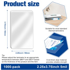 1000 Pack 5mil 2.25“x3.75" Thermal Laminating Pouches Badge Laminate Pouches Clear Laminated Luggage Tags Printable Laminator Pouches for Business Permits Cards (1000, 2.25"x3.75"-5mil)