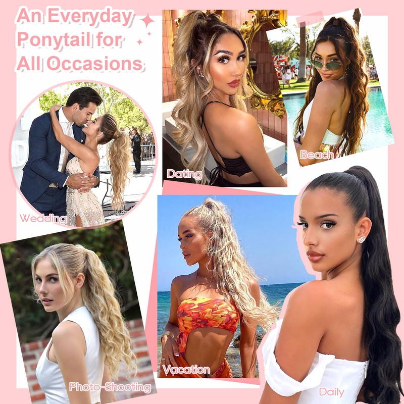 Brikabia Ponytail Extension, 24" Claw Clip in Ponytail Extensions Long