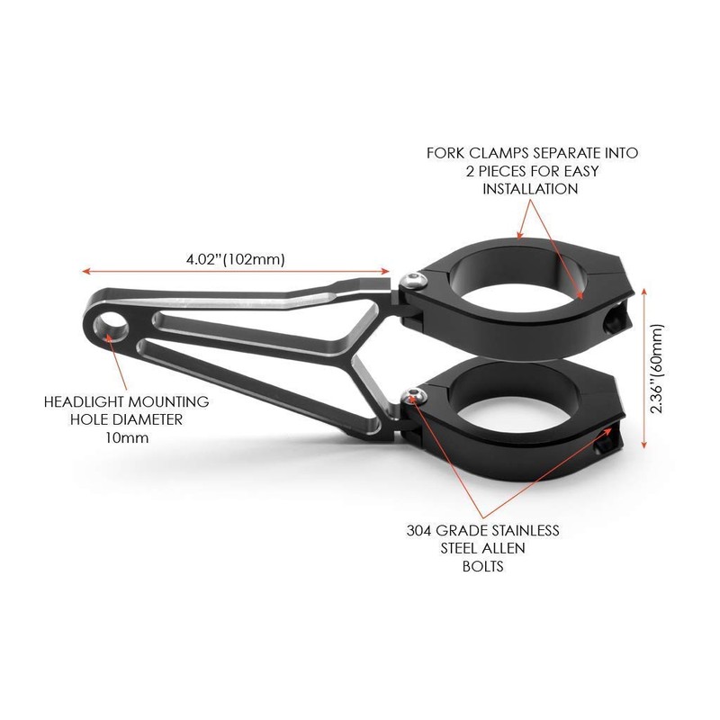 Motorbike Headlight Brackets 34-35mm Fork Mounted Razor Style Aluminium