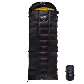 OMVMO 0 20 Degrees F Camping Sleeping Bag for Adults,4 Season Rectangle Down Fiber Sleeping Bag for Camping Hiking,Used as Blanket Quilt or Cloak (Black/20℉/Right Zipper, Long(Fits up to 6'6''))