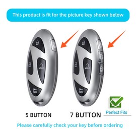 KULCSOK Key Fob Cover Case fit for Hyundai Kona Ioniq 6 Sonata Santa Fe 2024 2023 Elantra Hybrid Cover Zinc Alloy Key Protector Key Holder 5 Buttons Gray