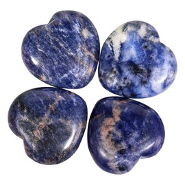 Lovionus89 25 mm Heart Love Crystal and Healing Stones Carved Chakra Reiki Balancing Energy Stone for Jewellery Making, Sodalite