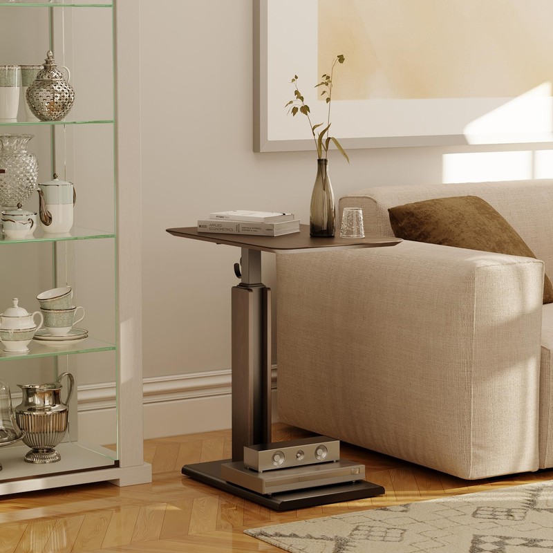 ETHU Overbed Table with Pneumatic Lift, 26.4-39.8 Inch Height Adjustable