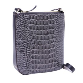 Modaprincipe Crocodile Embossed Leather Shoulder Bag Vertical Waterproof, grey