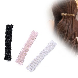 ZIBUYU® 3 PCS Hair Pin for Women Multi-color Shiny Barrette Rhinestone Hair Clips Non-slip Strong Fixed Hairpin Elegant Lady Hairpin Small Hairpin Girl Lady-Pink&Black&White
