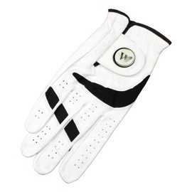 TrueGrip Golf Glove with Magnetic Ball Marker White Leather Mens Cadet Worn on Left Hand Medium