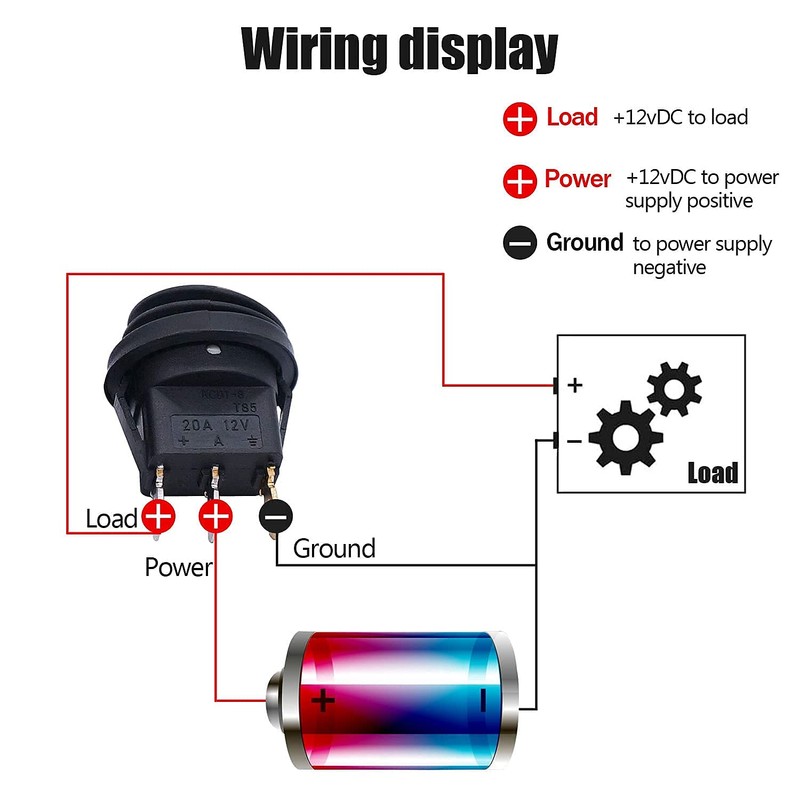 Taiss/4Pcs Rocker Toggle Switch Waterproof Round 12V 20A 4 Colours